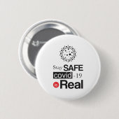 Bleibe sicherer Covid-19 ist echt Button (Vorne & Hinten)