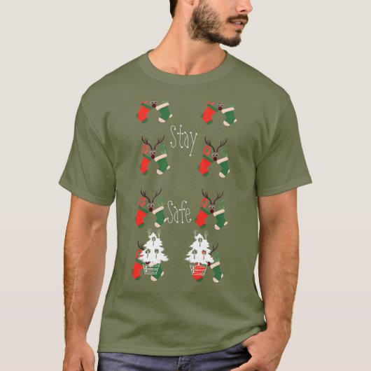 Bleibe sicherer interessanter Spaß zu Weihnachten T-Shirt (Vorderseite)