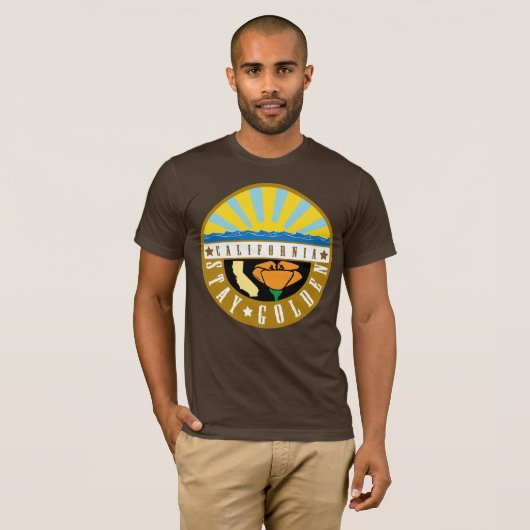 Bleibe Sie goldenes Kalifornien-Farbemblem-Shirt T-Shirt (Vorne ganz)