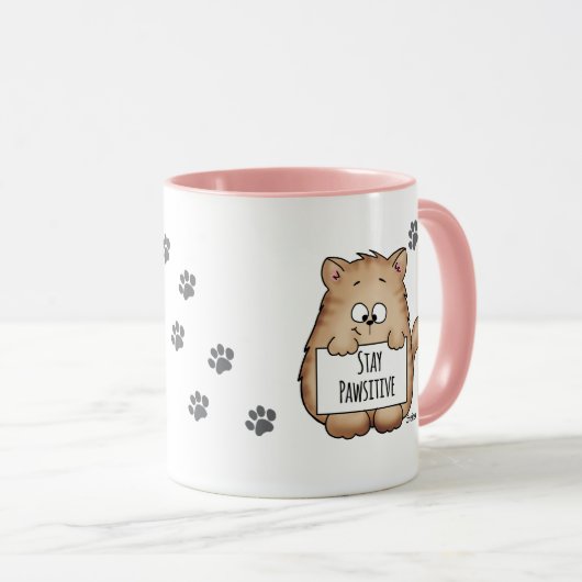 Bleibe Sie Pawsitive - niedliche Tasse (VorderseiteRechts)