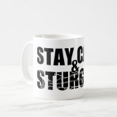 Bleibe Sie Ruhe u. Sturg auf em-weiß Sturg - Kaffeetasse (Vorderseite Links)