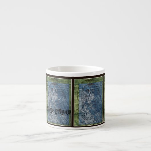 Bleibe Sie wache Eule Espressotasse (Vorderseite)