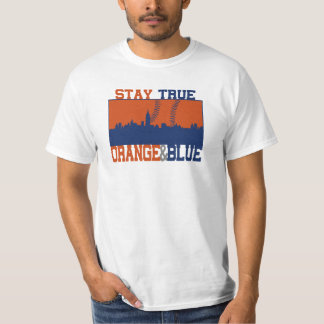 Bleibe Sie wahres Orange u. blau T-Shirt