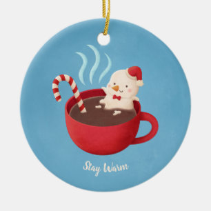 Bleibe Sie warmen Snowman in der Keramik Ornament