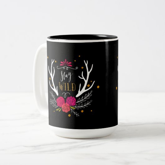Bleibe Sie wild Zweifarbige Tasse (Vorderseite Links)