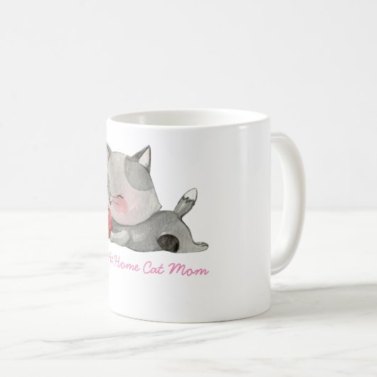 bleibe Sie zu Hause Katzenmamma Kaffeetasse (VorderseiteRechts)
