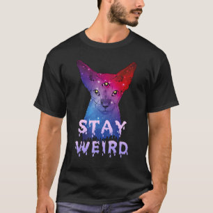 Bleibe Sphynx Katze Drei Augen Katze T-Shirt