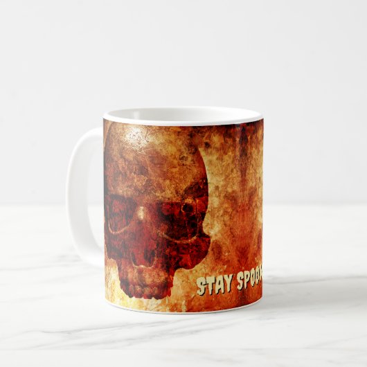 Bleibe Spooky. 3D menschlicher Schädel Kaffeetasse (Vorderseite Links)