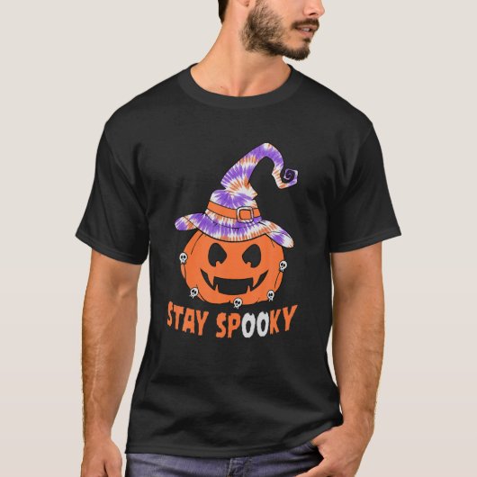Bleibe Spooky Gefärbte Krawatte Pumpkin Hexenliebh T-Shirt (Vorderseite)