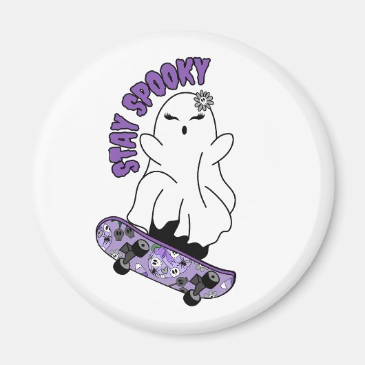 "Bleibe Spooky"-Geist auf einem Skateboard - Cool Magnet (Vorne)