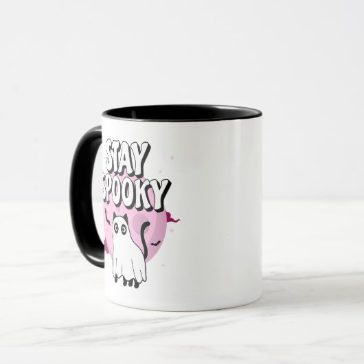 Bleibe Spooky Ghost Cat Tasse (Vorderseite Links)