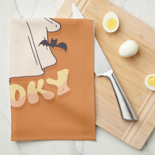 Bleibe Spooky Ghost Geschirrtuch (Viertel Falte)