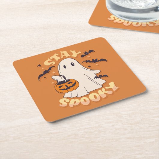 Bleibe Spooky Ghost Rechteckiger Pappuntersetzer (angewinkelt)