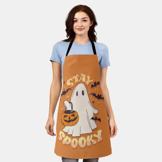 Bleibe Spooky Ghost Schürze (Getragen)