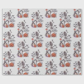 Bleibe Spooky Graveyard Skeleton Graues Halloween Geschenkpapier (Flach)