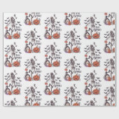 Bleibe Spooky Graveyard Skeleton White Halloween Geschenkpapier (Flach)