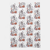 Bleibe Spooky Graveyard Skeleton White Halloween Geschirrtuch (Vertikal)