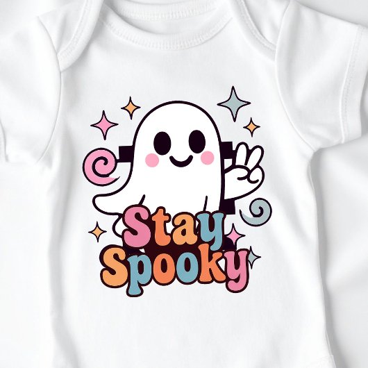 Bleibe Spooky Groovy Ghost Retro Pastel Halloween Baby Strampler