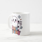 Bleibe Spooky Groovy Ghost Retro Pastel Halloween Kaffeetasse (Vorderseite Links)
