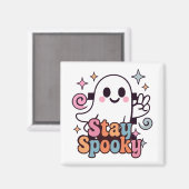Bleibe Spooky Groovy Ghost Retro Pastel Halloween Magnet (Vorderseite/Rückseite)