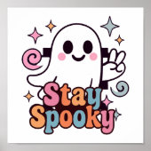 Bleibe Spooky Groovy Ghost Retro Pastel Halloween Poster (Vorne)
