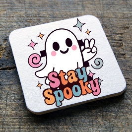 Bleibe Spooky Groovy Ghost Retro Pastel Halloween Rechteckiger Pappuntersetzer