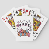 Bleibe Spooky Groovy Ghost Retro Pastel Halloween Spielkarten (Rückseite)