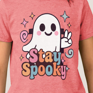 Bleibe Spooky Groovy Ghost Retro Pastel Halloween Tri-Blend Shirt