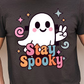Bleibe Spooky Groovy Ghost Retro Pastel Halloween Tri-Blend Shirt