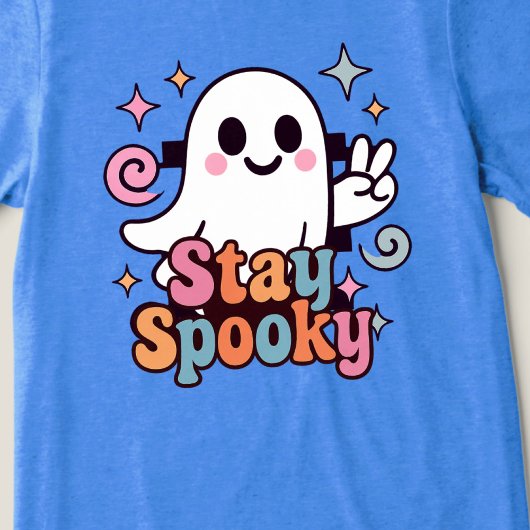 Bleibe Spooky Groovy Ghost Retro Pastel Halloween Tri-Blend Shirt
