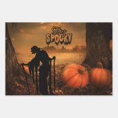 Bleibe Spooky Halloween Night Old Hexe, Pumpkins Geschenkpapier Set (Vorderseite 3)