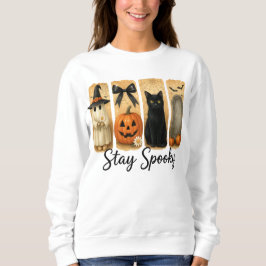 "Bleibe Spooky" Halloween Pinselstriche Katze Frau Sweatshirt