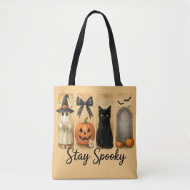 "Bleibe Spooky" Halloween Pinselstriche Katze Frau Tasche