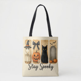"Bleibe Spooky" Halloween Pinselstriche Katze Frau Tasche