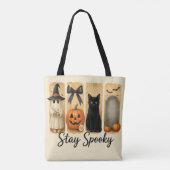 "Bleibe Spooky" Halloween Pinselstriche Katze Frau Tasche (Rückseite)
