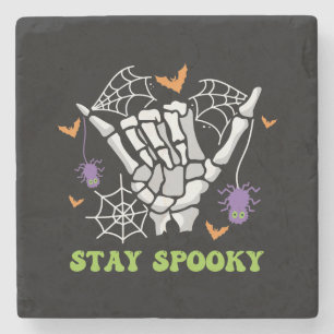 Bleibe Spooky Halloween Skeleton Hand Steinuntersetzer
