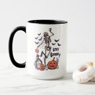 Bleibe Spooky Halloween Skeleton Spider Bat Pumpki Tasse