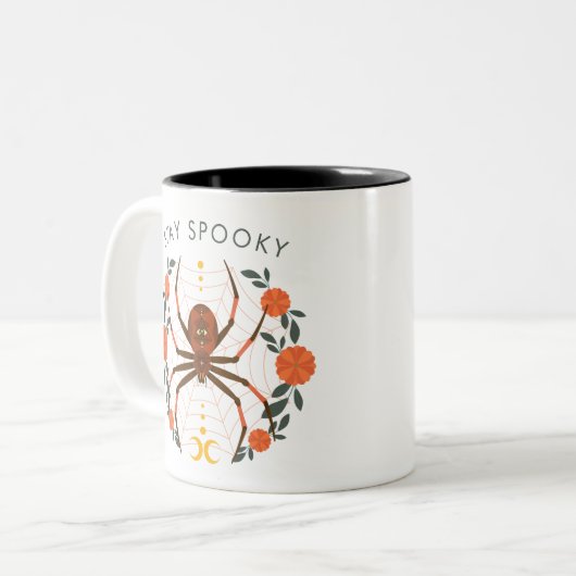 Bleibe Spooky Halloween Spider Zweifarbige Tasse (Vorderseite Links)