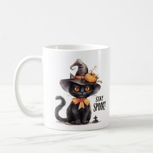 Bleibe Spooky - Hexenhutkatze Kaffeetasse (Links)