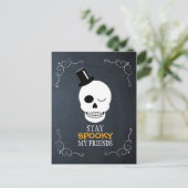 Bleibe Spooky Meine Freunde Skull Halloween Einlad Postkarte (Stehend Vorderseite)