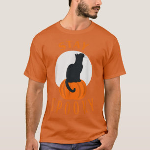 Bleibe Spooky Niedlich Black Cat Sit auf Pumpkin H T-Shirt