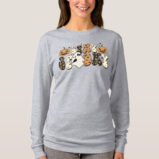 Bleibe Spooky | Niedlich Funny Halloween Retro Gho T-Shirt (Vorderseite)