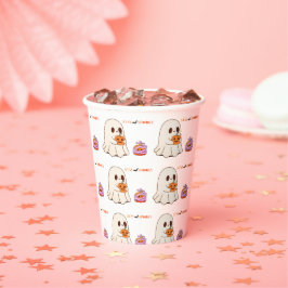 Bleibe Spooky Niedlich Ghost & Pumpkin Halloween-P Pappbecher