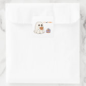 Bleibe Spooky Niedlich Ghost & Pumpkin Halloween-P Quadratischer Aufkleber (Tasche)