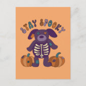 Bleibe Spooky Niedlich Skeleton Hund Halloween Postkarte (Vorderseite)