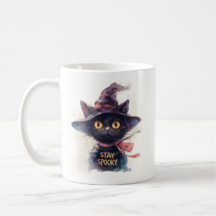 Bleibe Spooky - Schwarze Wasserfarbe in Hexenhut Kaffeetasse