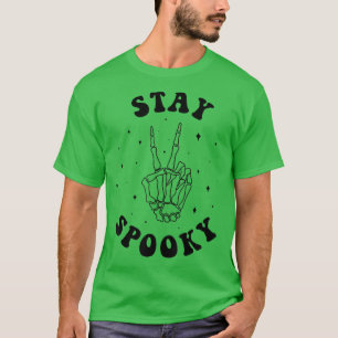 Bleibe Spooky Skeleton Hand Peace Sign Halloween T-Shirt