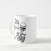 Bleibe Spooky Skeleton Peace Sign Hängematten Frau Kaffeetasse (Vorderseite Links)