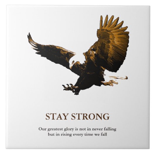 Bleibe Strong Bald Eagle Motivierend Artwork Fliese (Vorderseite)