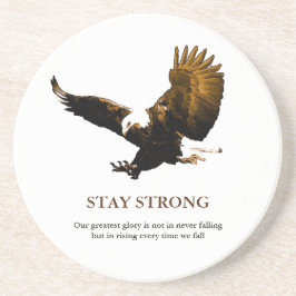 Bleibe Strong Bald Eagle Motivierend Artwork Getränkeuntersetzer
